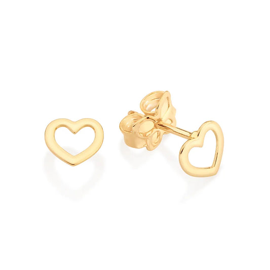 BOUCLES D’OREILLES ROMMANEL CŒUR DEUXIÈME TROU EN PLAQUÉ OR 18 CARATS (0,6 CM X 0,6 CM)