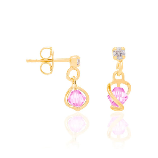 BOUCLES D’OREILLES ROMMANEL EN PLAQUÉ OR 18 CARATS AVEC ZIRCONS ET CRISTAUX (1,1 CM)