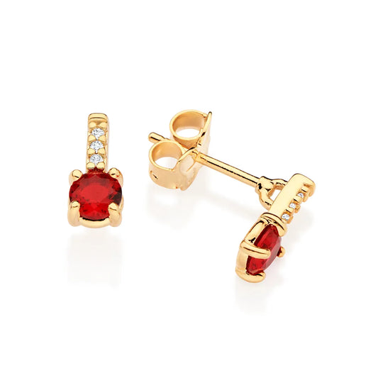 BOUCLES D’OREILLES ROMMANEL EN PLAQUÉ OR 18 CARATS AVEC CRISTAUX ET ZIRCONS (0,9 CM X 0,4 CM)