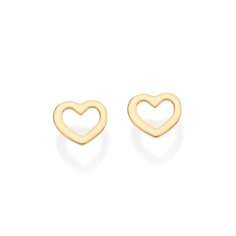 BOUCLES D’OREILLES ROMMANEL CŒUR DEUXIÈME TROU EN PLAQUÉ OR 18 CARATS (0,6 CM X 0,6 CM)