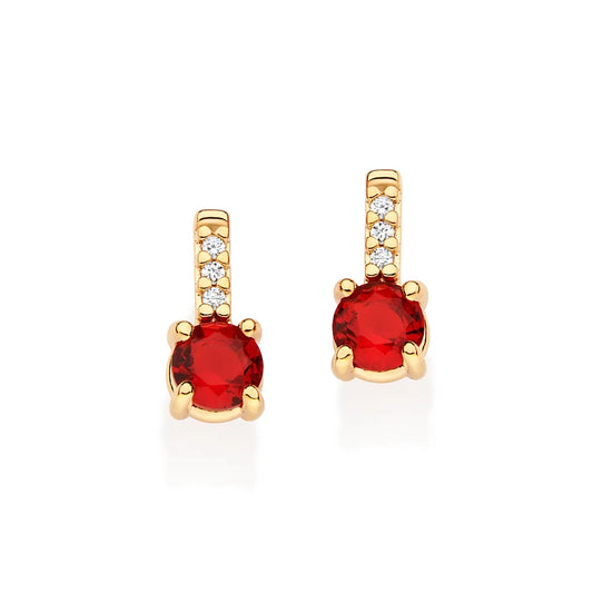 BOUCLES D’OREILLES ROMMANEL EN PLAQUÉ OR 18 CARATS AVEC CRISTAUX ET ZIRCONS (0,9 CM X 0,4 CM)