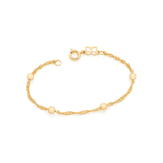 BRACELET ENFANT ROMMANEL EN PLAQUÉ OR 18 CARATS AVEC BOULES (14 CM)