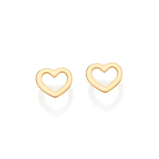 BOUCLES D’OREILLES ROMMANEL CŒUR DEUXIÈME TROU EN PLAQUÉ OR 18 CARATS (0,6 CM X 0,6 CM)