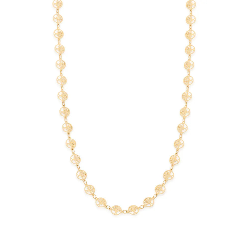 COLLIER ARBRES DE VIE PLAQUÉ OR 18K – LONGUEUR 42 CM