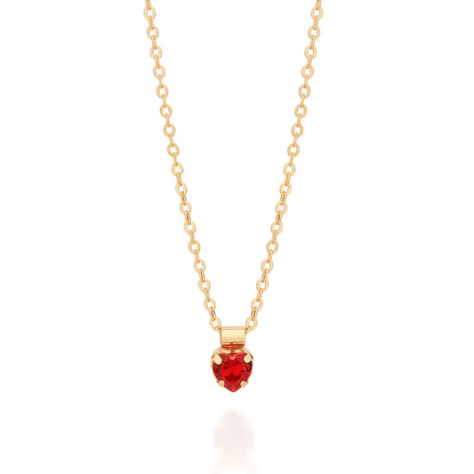 TOUR DE COU ROMMANEL CŒUR EN PLAQUÉ OR 18 CARATS AVEC CRISTAL (50 CM – RÉGLABLE 45 CM)
